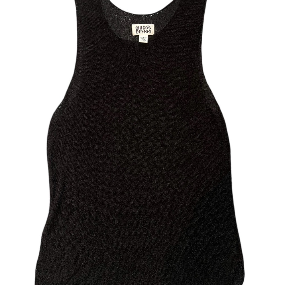 Chico’s Black Sheer Sleeveless Knit Tunic